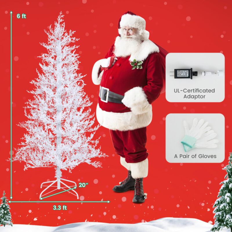 Hivvago 6 Feet Artificial Xmas Tree with 383 PE Branch Tips and 300 LED Lights