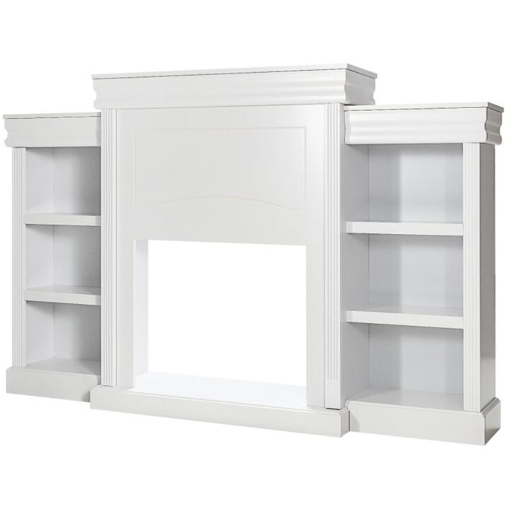 Hivvago 70 Inch Modern Fireplace Media Entertainment Center with Bookcase