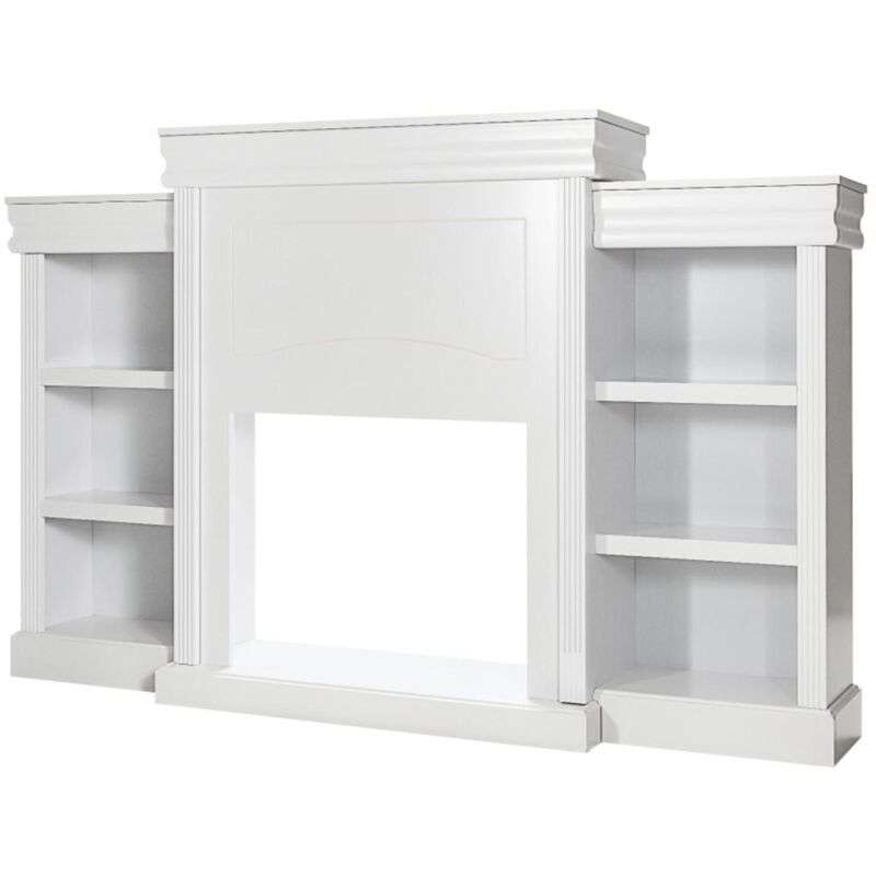 Hivvago 70 Inch Modern Fireplace Media Entertainment Center with Bookcase