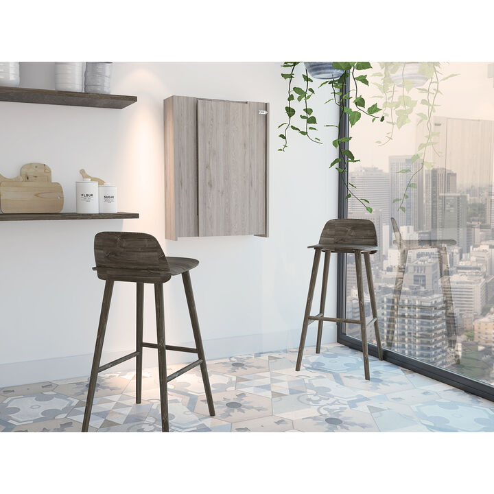 Vatta Wall Foldable Table, Seven Interior Shelves, Extending Table - Light