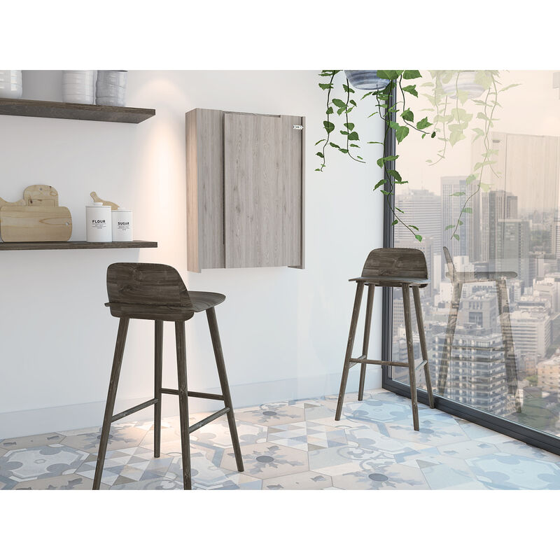 Vatta Wall Foldable Table, Seven Interior Shelves, Extending Table - Light