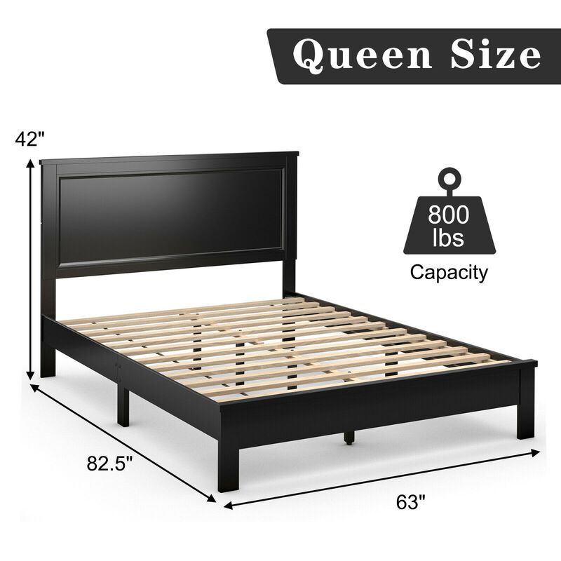 Platform Bed Frame with Slats and High Headboard for Bedroom Setup