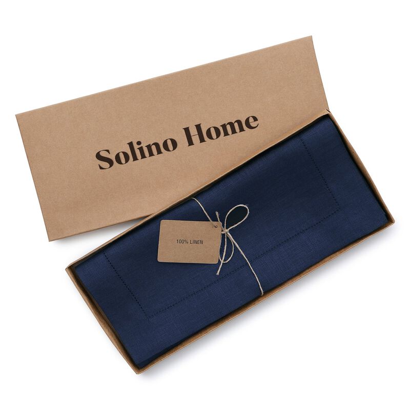 Solino Home 100% Pure Linen Table Runner | Classic Hemstitch for Thanksgiving, Christmas