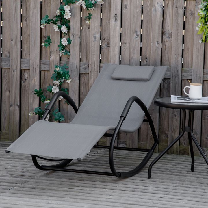 Gray Outdoor Lounger: Zero-Gravity Rocking Sun Chair for Poolside