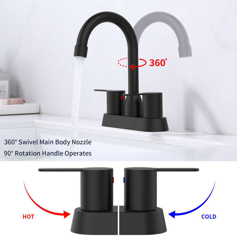 2 Handles Brushed Gold Faucet, Centerset RV Bathroom Faucets for 3 Hole