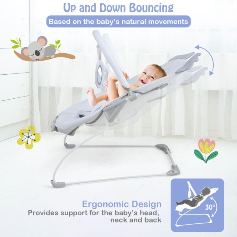 Hivvago Portable Baby Bouncer Infant Rocker Seat with Detachable Toy Bar-Gray