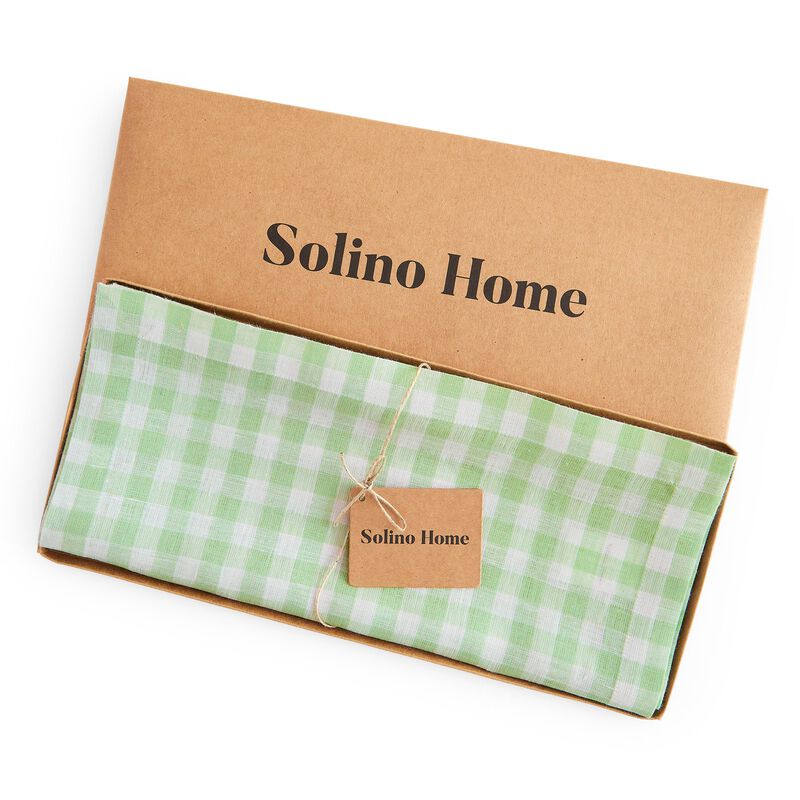 Solino Home 100% Pure Linen Table Runner | Gingham Check