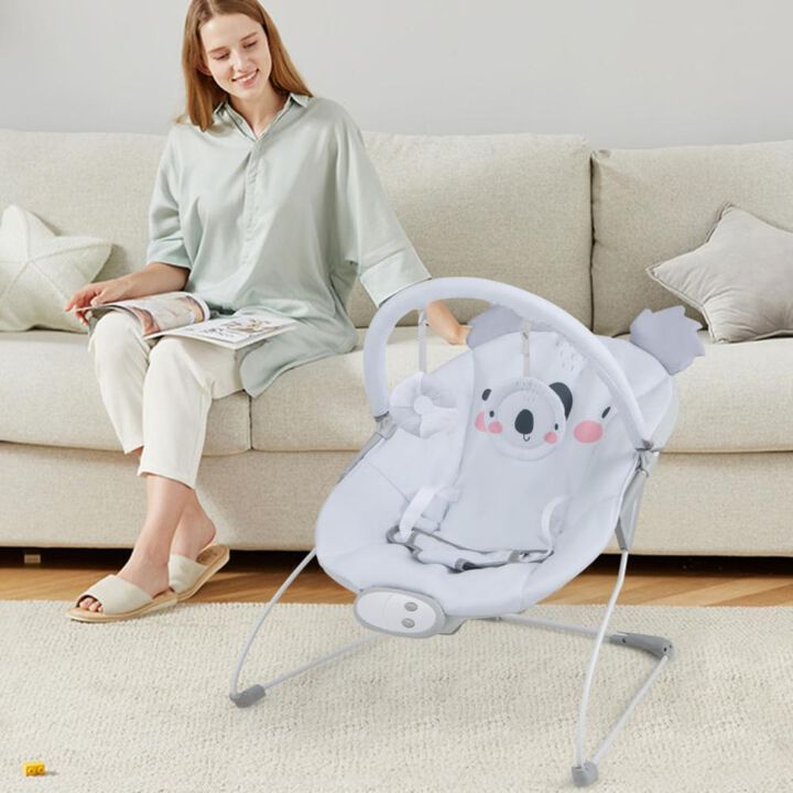 Hivvago Portable Baby Bouncer Infant Rocker Seat with Detachable Toy Bar-Gray