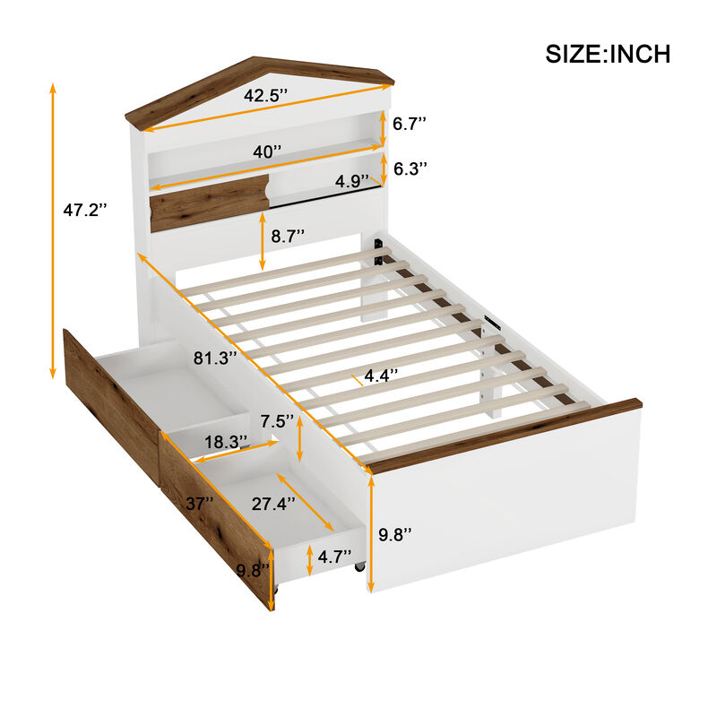 Merax House-Shaped Platform Bed with Storage Shelf