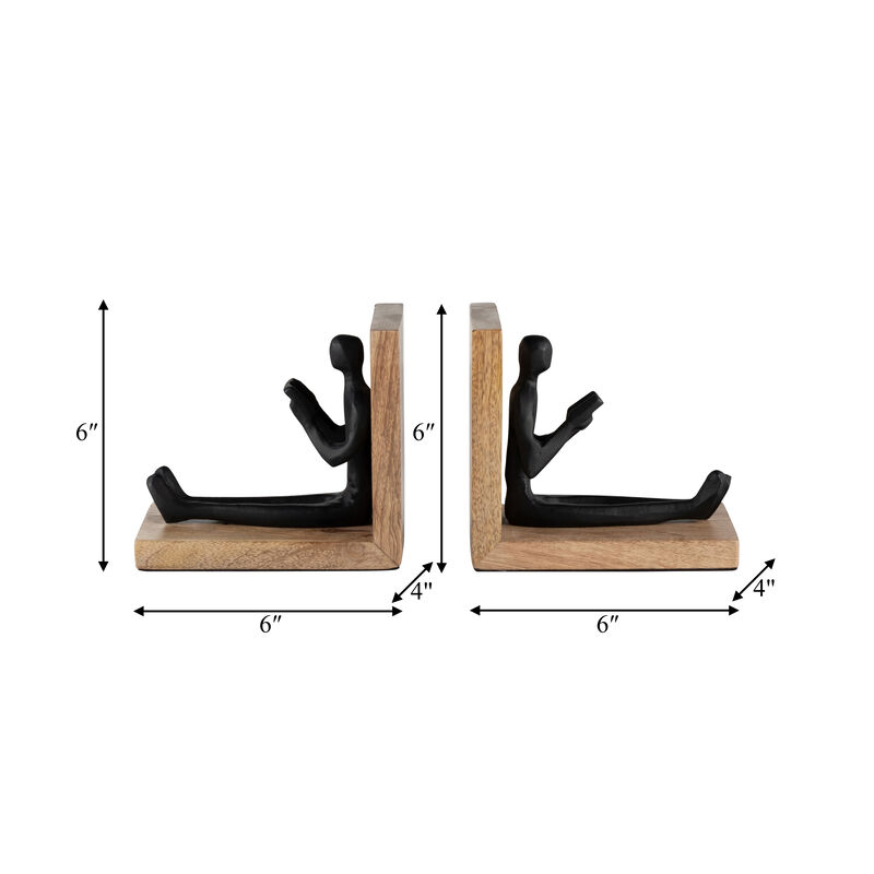 Aluminum Reading Man Bookends