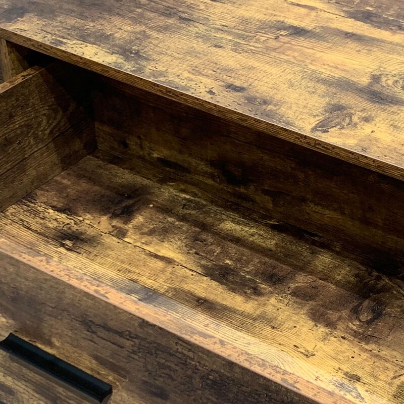 Industrial 6-Drawer Dresser with Wood Finish and Steel Frame for Bedroom