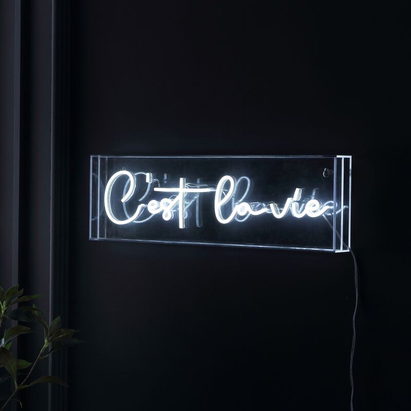 C'est La Vie 20" X 6" Contemporary Glam Acrylic Box USB Operated LED Neon Light