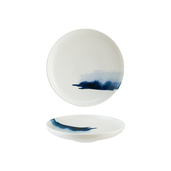 Blue Wave dia.9.75" h:2" Round Decorated Porcelain Deep Plate