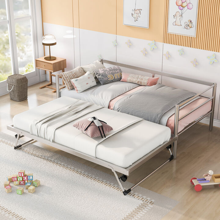 Merax Metal Daybed Bed with Pop Up Trundle