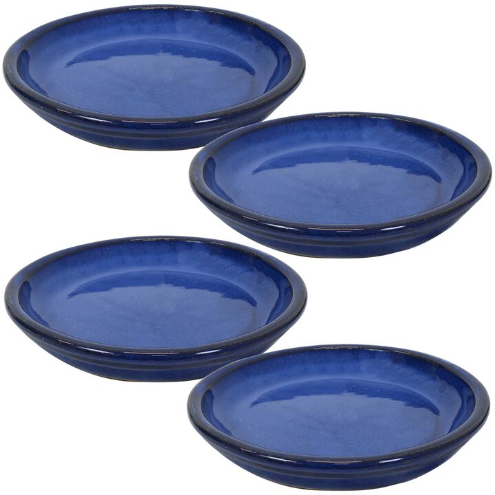 Sunnydaze Glazed Ceramic Flower Pot/Plant Saucer - Set of 4