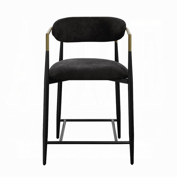 Vonn 25 Inch Counter Height Chair, Padded Fabric, Black Metal Frame - Benzara