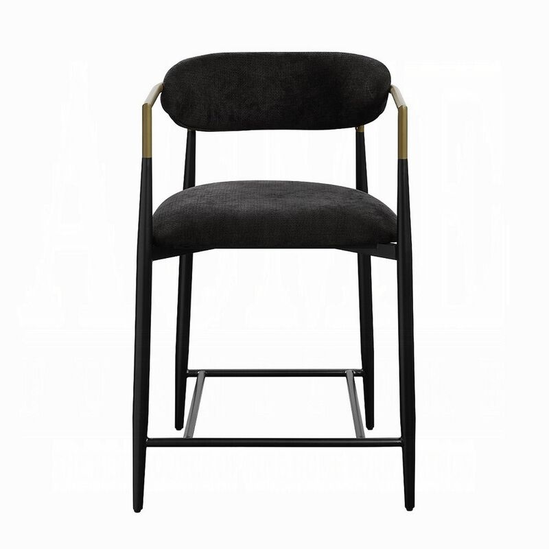 Vonn 25 Inch Counter Height Chair, Padded Fabric, Black Metal Frame - Benzara