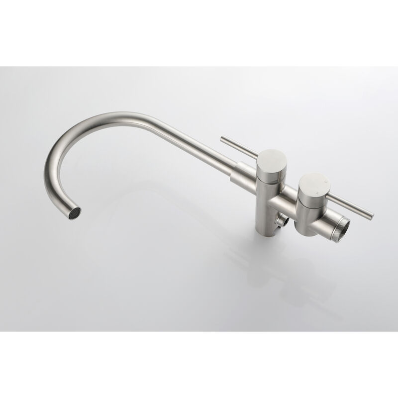 Mount Bathtub Faucet Freestanding Tub Filler Brushed Nickel Standing High Flow Shower Faucets