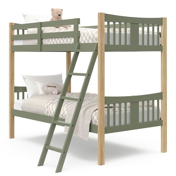 Storkcraft Caribou Twin-over-Twin Bunk Bed (Olive with Natural)