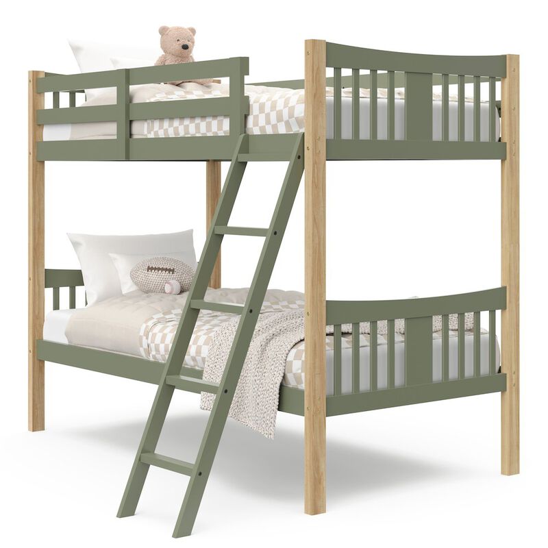 Storkcraft Caribou Twin-over-Twin Bunk Bed (Olive with Natural)