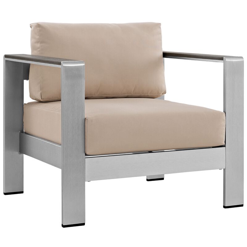 Shore 3 Piece Outdoor Patio Aluminum Set - Silver Beige