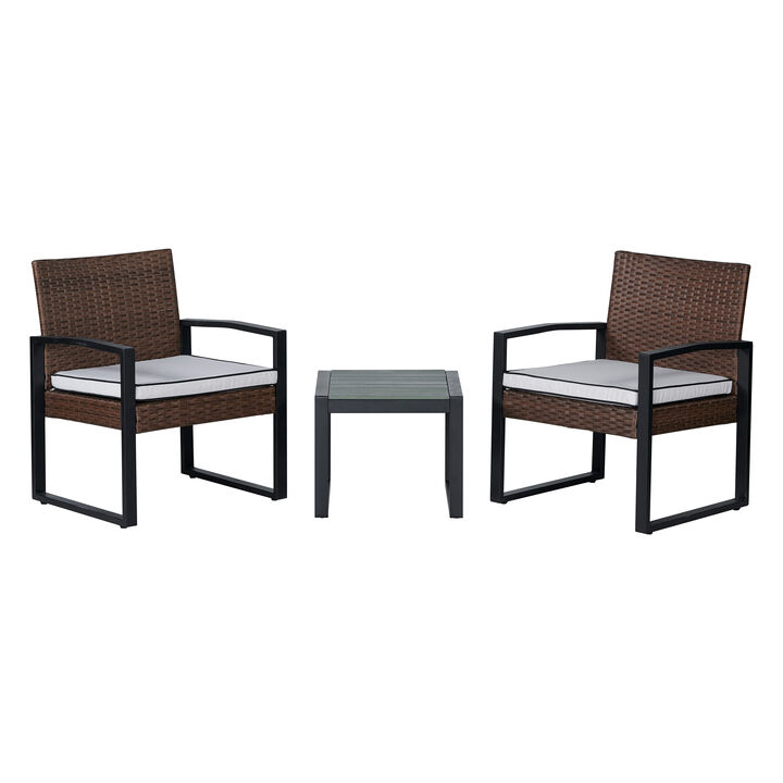 Selby 3-Piece Modern Coastal Faux Wicker Conversation Outdoor Patio Set