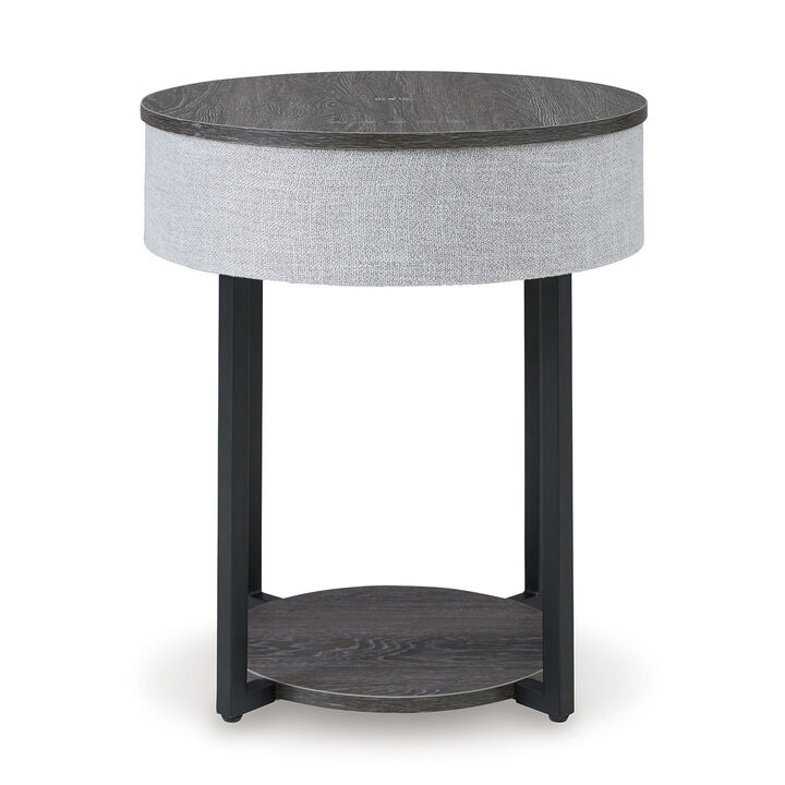 Seme Accent Table, Wireless Charging, Built In Speakers, 18 Inch, Gray - Benzara