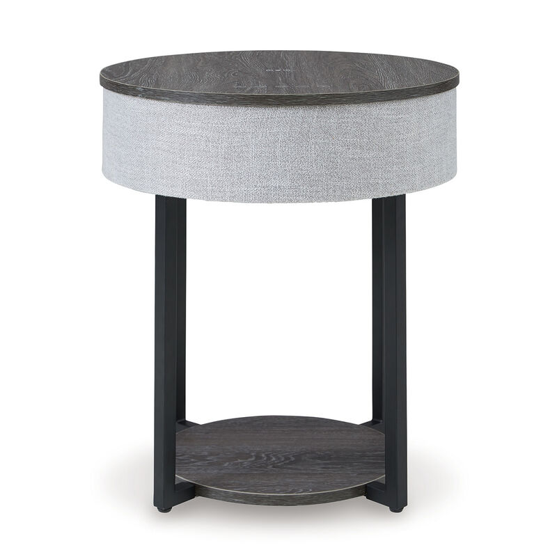 Seme Accent Table, Wireless Charging, Built In Speakers, 18 Inch, Gray - Benzara