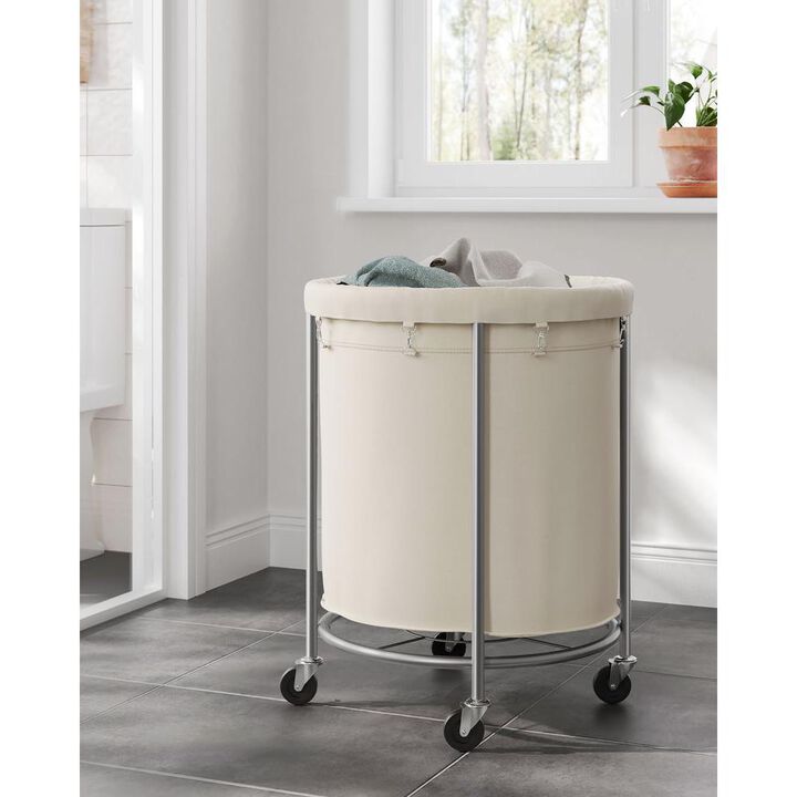 Laundry Basket with Wheels and Removable Bag, Steel Frame, 4 Casters and 2 Brakes