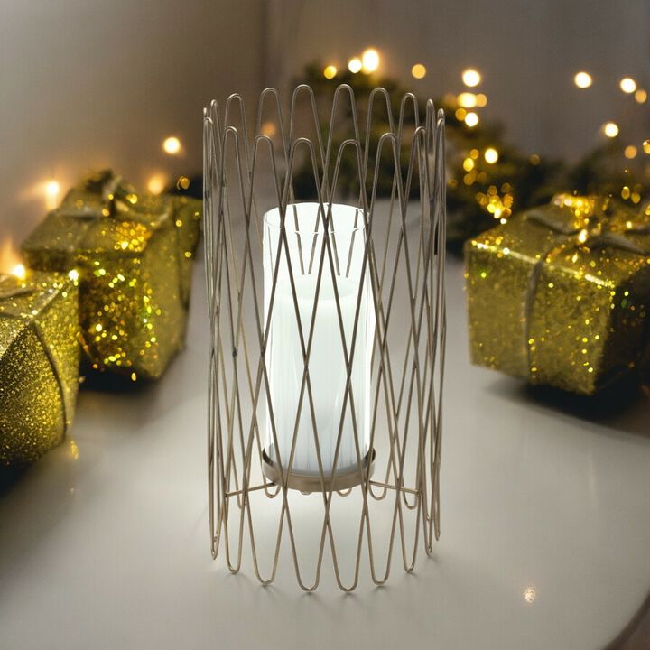 Iron and Glass Candle Holder 7"D x 14.25"H - Perfect for Modern Ambiance