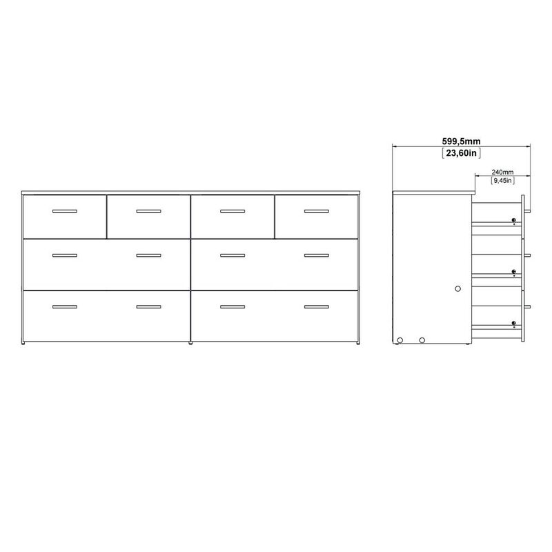 Tvilum 8 Drawer Double Dresser Oak Structure/White