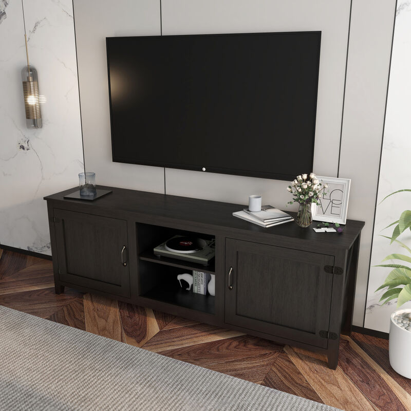 TV Stand Storage Media Console Entertainment Center, Tradition, With Doors