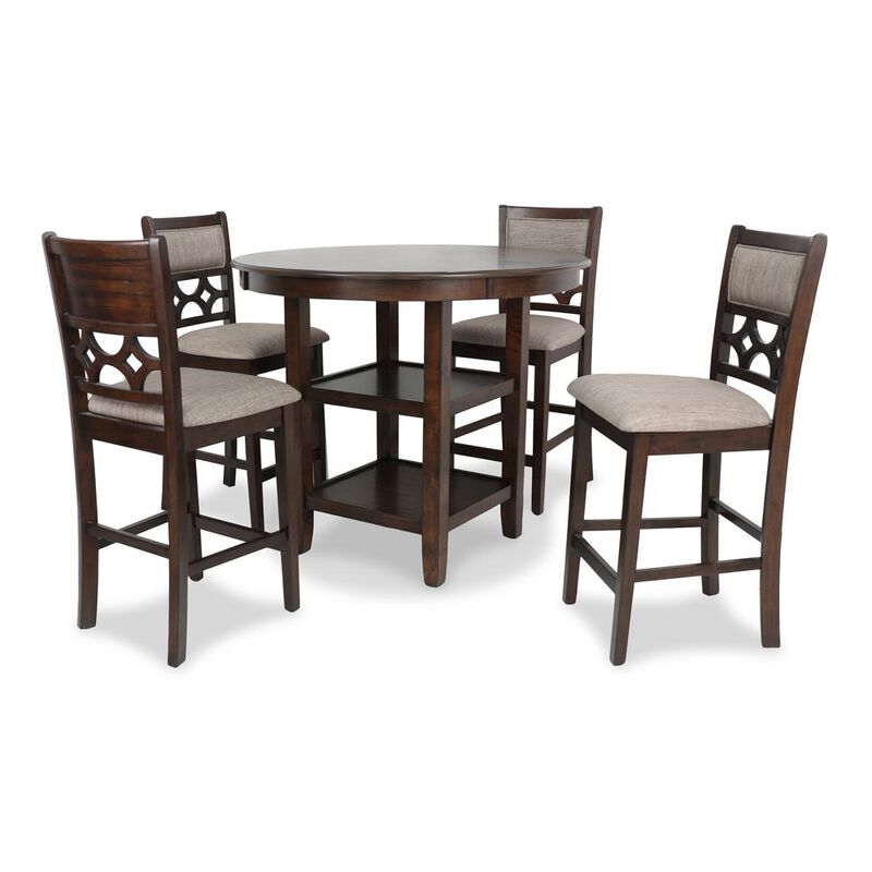New Classic Furniture Furniture Mitchell 5-Piece Transitional Wood Counter Set in Cherry