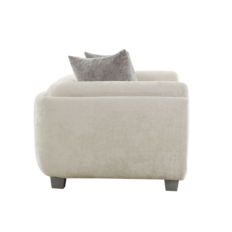 Pasargad Home Bergamo 3 Seater Sofa with 2 Pillows, Ivory