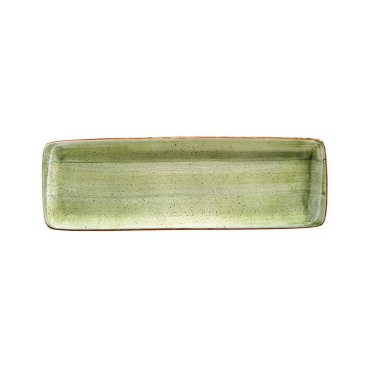 Therapy 19" x 6.25" x h:1" Rectangular Green Porcelain Platter