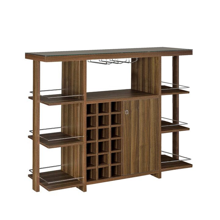 Sturdy Modern Bar Unit with Wine Bottle Storage - Benzara