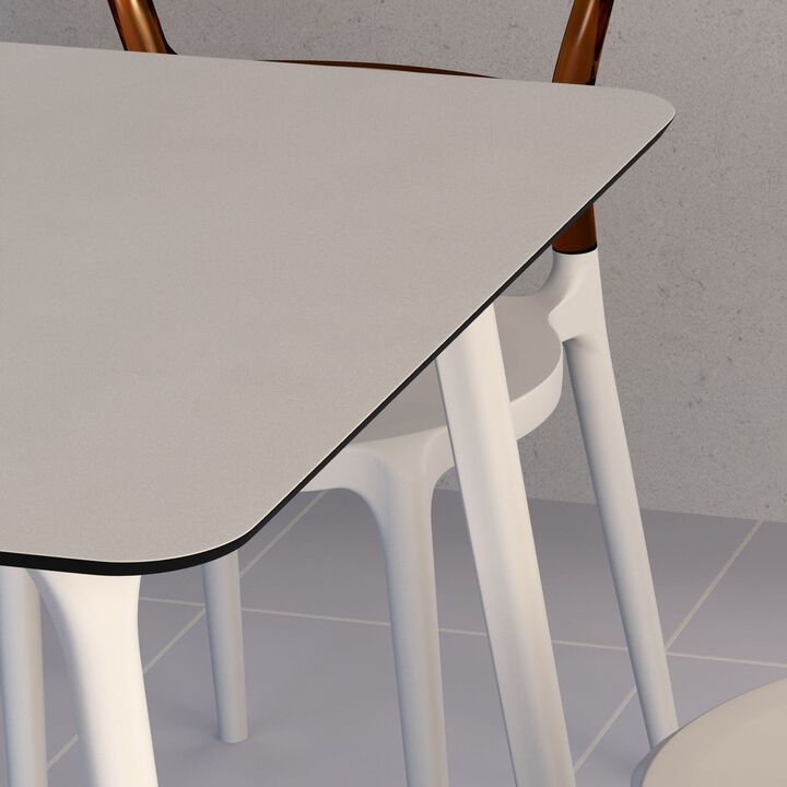 55" White Rectangular Laminated Top Outdoor Patio Dining Table