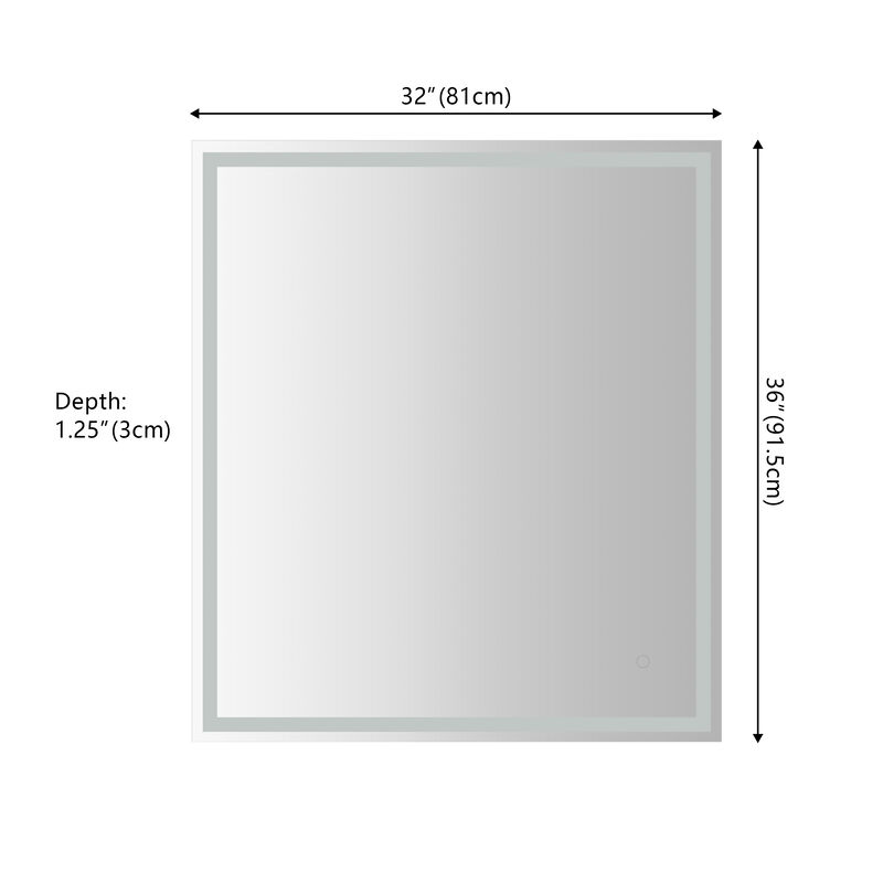 Pax Frameless Antifog Front/Back-Lit Wall Bathroom Vanity Mirror, Smart Touch