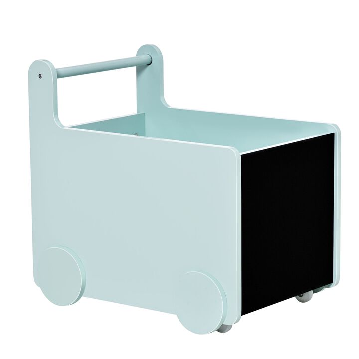 Blue Kids' Organizer: 18.5" Wheeled Storage Cabinet for Books and Toys