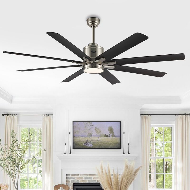 Octo Contemporary Industrial Iron/Plastic Ceiling Fan with Integrated LED Light