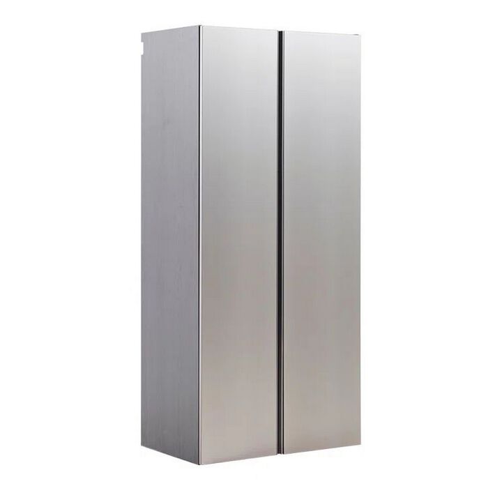 Osy Wall Mounted Tall Storage Garage Cabinet, 4 Shelves, Double Door, Gray - Benzara