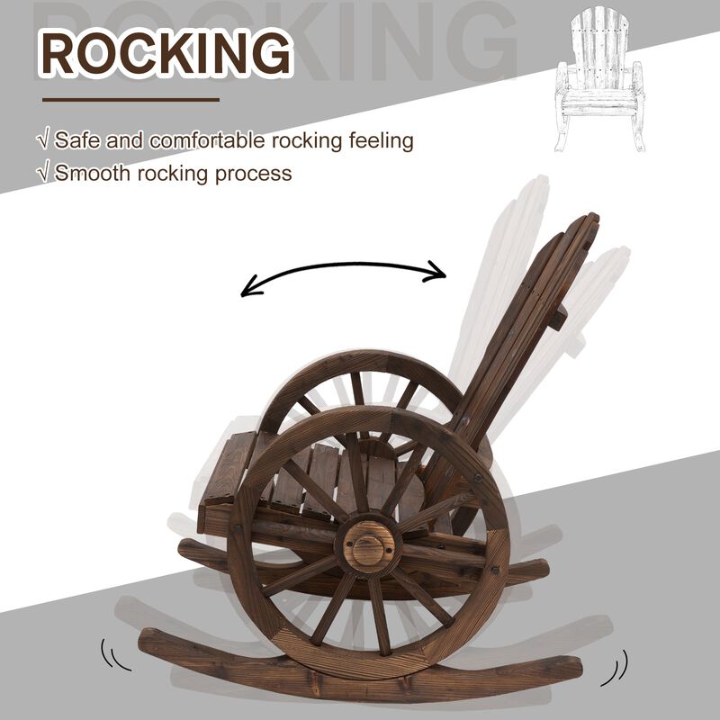 Brown Adirondack Rocker: All-Weather Patio Chair with Oversized Back