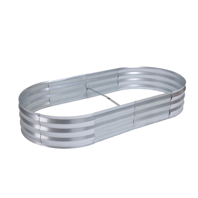 LuxenHome 6’ x 3’ Oval Raised Galvanized Steel Garden Bed Planter