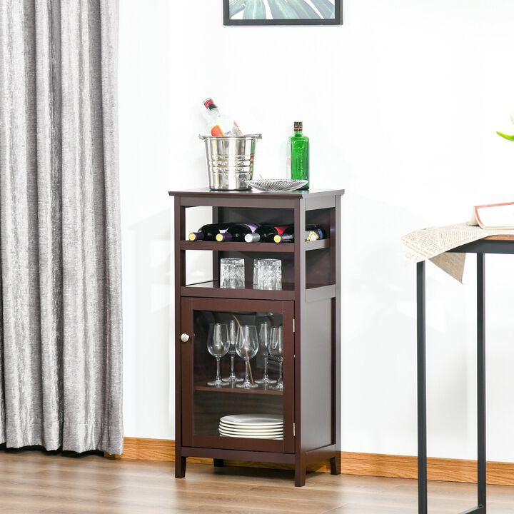 Espresso Wine Storage: Cabinet with 4-Bottle Rack and Acrylic Door