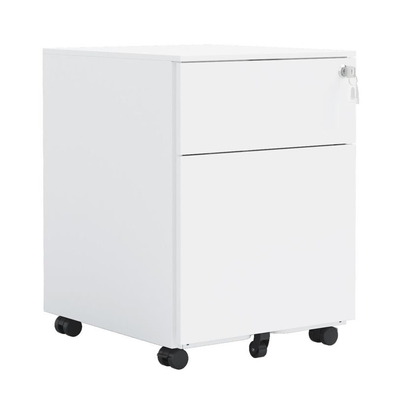Steel 2-Drawer Mobile File Cabinet with Lock for Office and Home Use