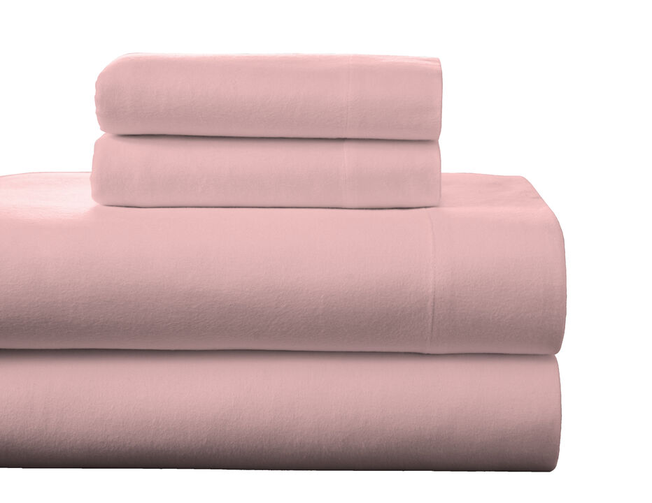 Pointehaven Superior Weight 175 GSM 100% Cotton White Solid Flannel Deep Pocket 3 pc Sheet Set, Twin