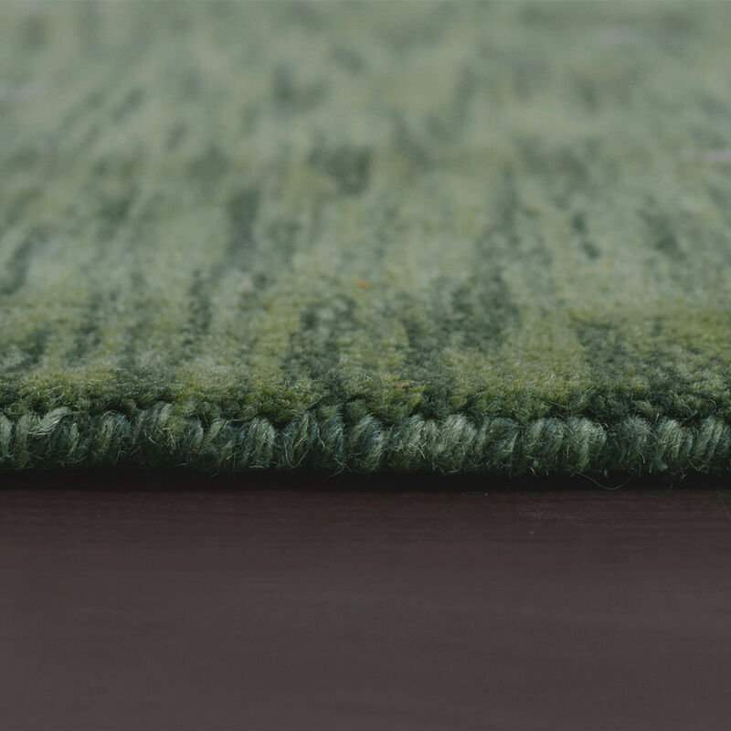 RUGSOTIC CARPETS HAND KNOTTED LOOM WOOL ECO-FRIENDLY AREA RUGS  - 2'6''x10', Runner, Green Color, Contemporary Modern Design, High Pile Thick Handmade Anti Skid Rugs for Living Room (L00515)