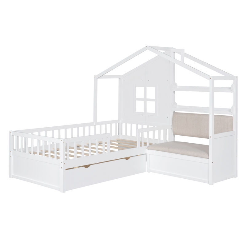 Merax House Platform Bed with Sofa