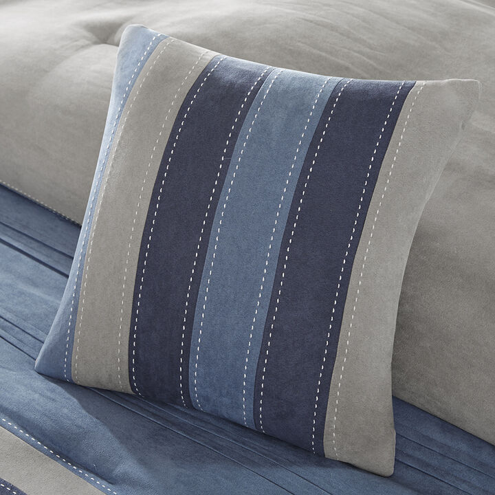 Gracie Mills Conley 7 Piece Suede Pieced Comforter Set - Queen