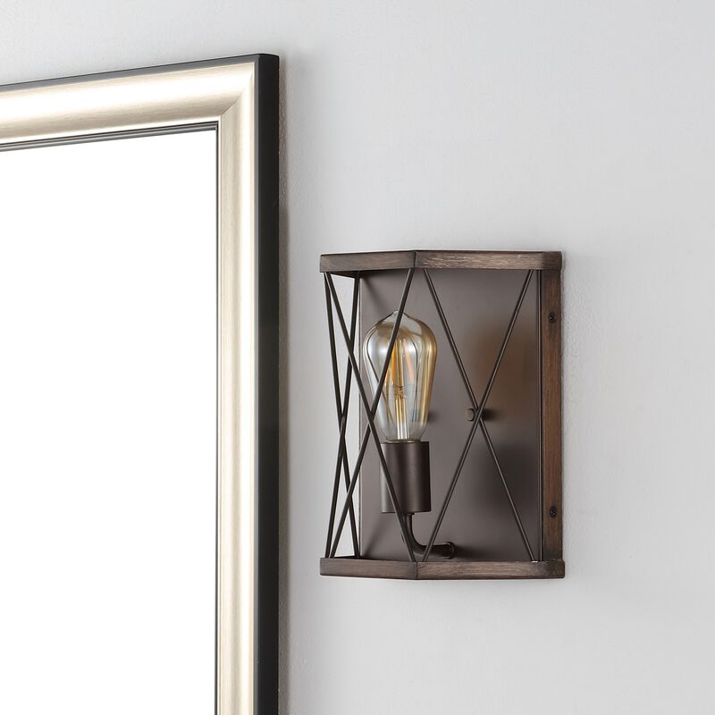 Liam 1-Light Rustic Farmhouse Iron LED Sconce